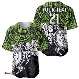 Custom Raiders Rugby Baseball Jersey Shirt Canberra Hibiscus and Turtle With Polynesian Pattern