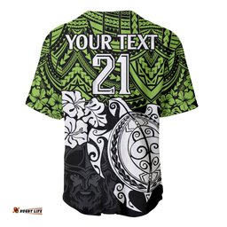 Custom Raiders Rugby Baseball Jersey Shirt Canberra Hibiscus and Turtle With Polynesian Pattern