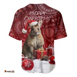 Australia Christmas Wallaby Baseball Jersey Shirt Aboriginal Art