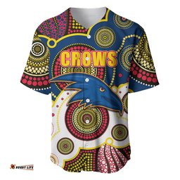 Custom Personalised And Number Crows AFL Baseball Jersey Shirt Aboriginal Patterns 07