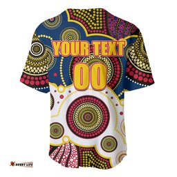 Custom Personalised And Number Crows AFL Baseball Jersey Shirt Aboriginal Patterns 07