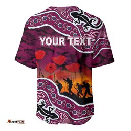 Custom Personalised Anzac Day NRL Sea Eagles Baseball Jersey Shirt Aboriginal Lizard Patterns