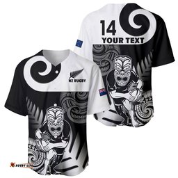 Custom New Zealand Silver Fern Rugby Baseball Jersey Shirt Go Champions NZ All Black Maori Koru
