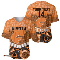 Custom Giants Football Christmas Baseball Jersey Shirt Merry Xmas Mix Aboriginal Art