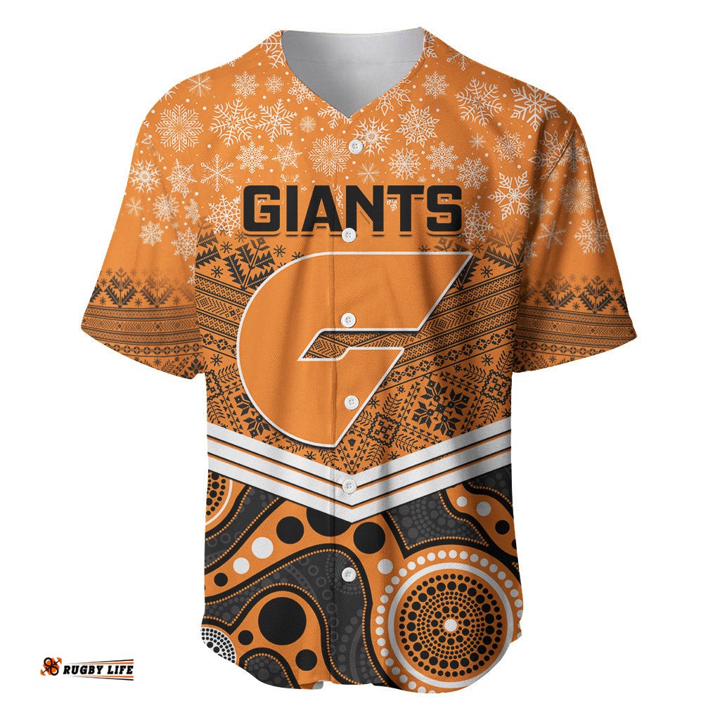 Custom Giants Football Christmas Baseball Jersey Shirt Merry Xmas Mix Aboriginal Art