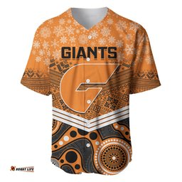 Custom Giants Football Christmas Baseball Jersey Shirt Merry Xmas Mix Aboriginal Art