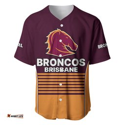 Custom Text And Number Brisbane Broncos NRL Baseball Jersey Shirt No3