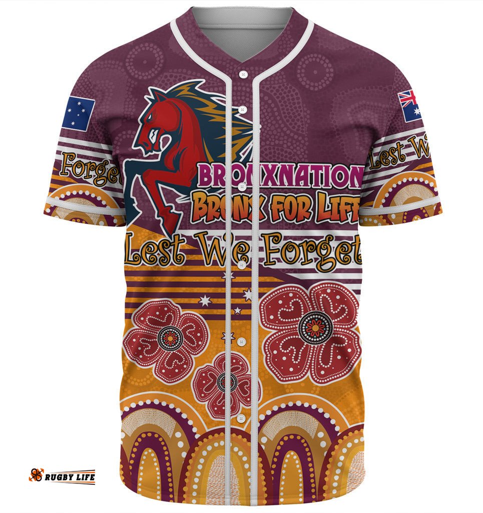 Australia Brisbane City Anzac Custom Baseball Jersey Shirt Anzac Day Bronxnation for Life Shirt 01