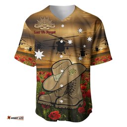 Australian ANZAC Baseball Jersey Shirt Slouch Hat And Army Boots With Poppy 02