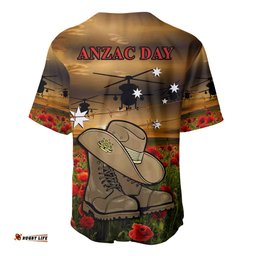 Australian ANZAC Baseball Jersey Shirt Slouch Hat And Army Boots With Poppy 02