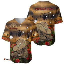 Australian ANZAC Baseball Jersey Shirt Slouch Hat And Army Boots With Poppy 02