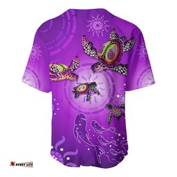 Australian Aboriginal Baseball Jersey Shirt Happy Turtle Family Version Purple