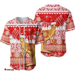 Australia Baseball Jersey Shirt Kangaroo Aboriginal Painting Merry Christmas Ver.02