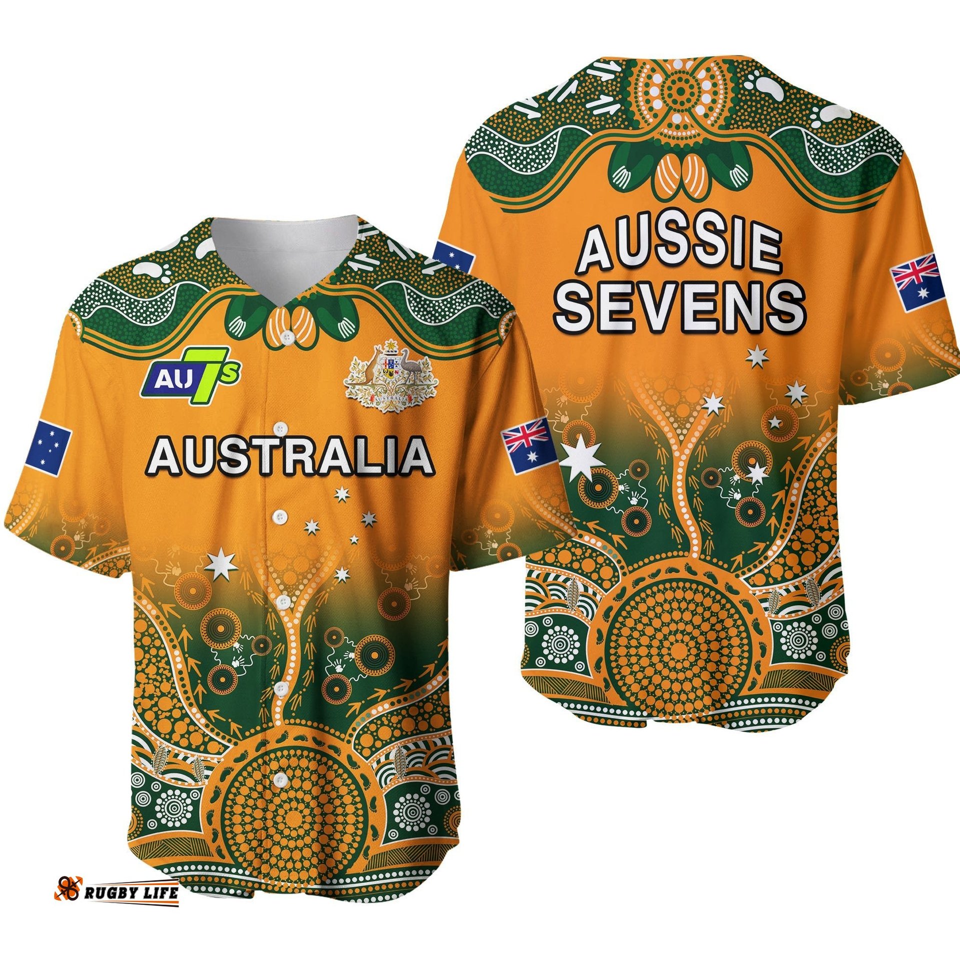 Australia Rugby Baseball Jersey Shirt Aussie Sevens Original Indigenous Ver.01