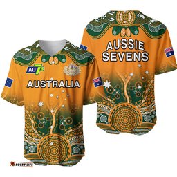 Australia Rugby Baseball Jersey Shirt Aussie Sevens Original Indigenous Ver.01