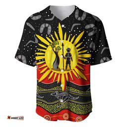 Custom Personalised Aboriginal Flag Baseball Jersey Shirt Energetic Aussie