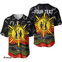 Custom Personalised Aboriginal Flag Baseball Jersey Shirt Energetic Aussie