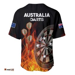Australia Darts Fire Burning Black Style Baseball Jersey Shirt