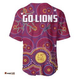 Brisbane Football Baseball Jersey Shirt Indigenous Pattern Go Lions Unique Style