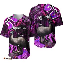 Australian Astrology Baseball Jersey Shirt Aquarius Emu Glider Zodiac Aboriginal Vibes Pink