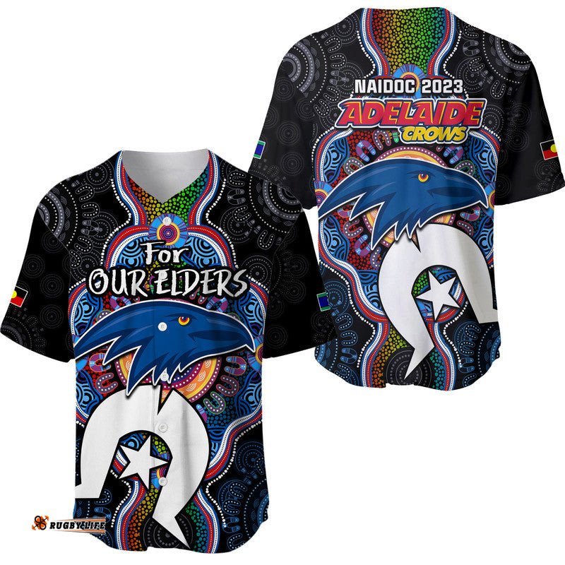 Crows Football NAIDOC Week Baseball Jersey Shirt For Our Elders Indigenous