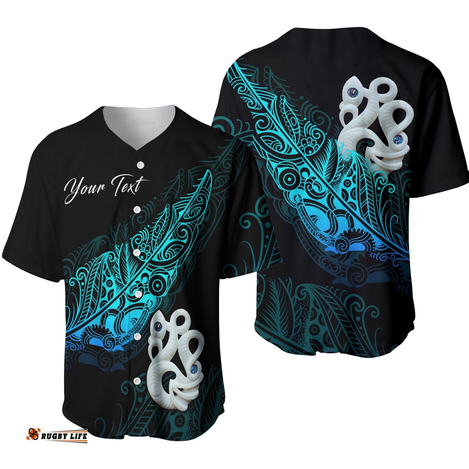 Custom Personalised Aotearoa Baseball Jersey Shirt Fern Mix Manaia Matau