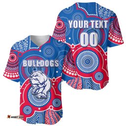 Custom Personalised And Number Bulldogs AFL Baseball Jersey Shirt Aboriginal Patterns 09