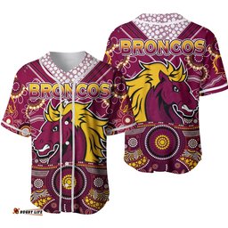 Broncos Rugby Baseball Jersey Shirt Indigenous Pattern Artsy Strip Ver.02