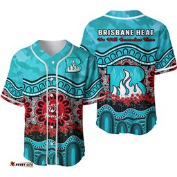 Brisbane Heat Cricket ANZAC Baseball Jersey Shirt Poppy Aboriginal Camouflage Ver.02