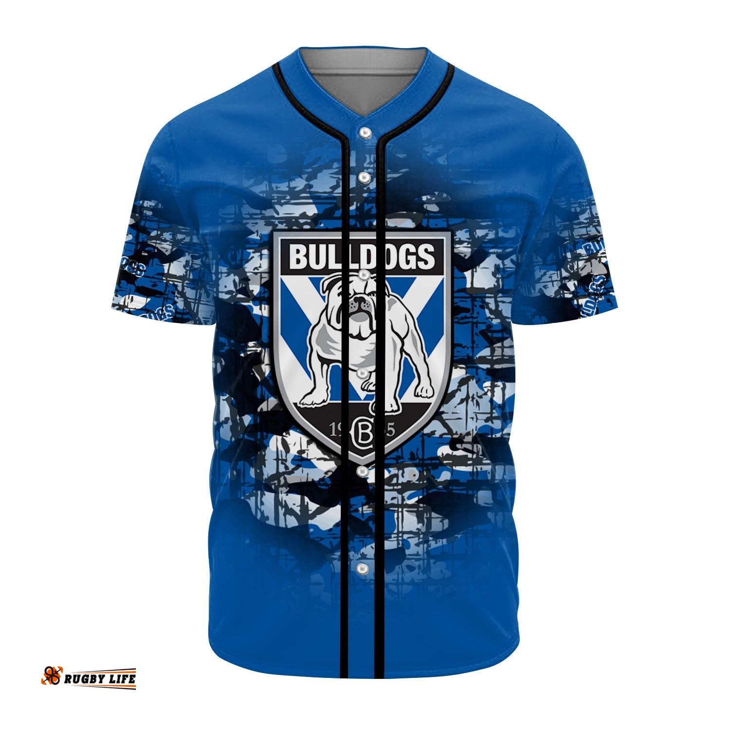 Canterbury Bankstown Bulldogs Baseball Jersey Shirt Camouflage Vintage NRL