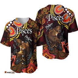 Australian Astrology Baseball Jersey Shirt Pisces Platypus Zodiac Aboriginal Vibes Red