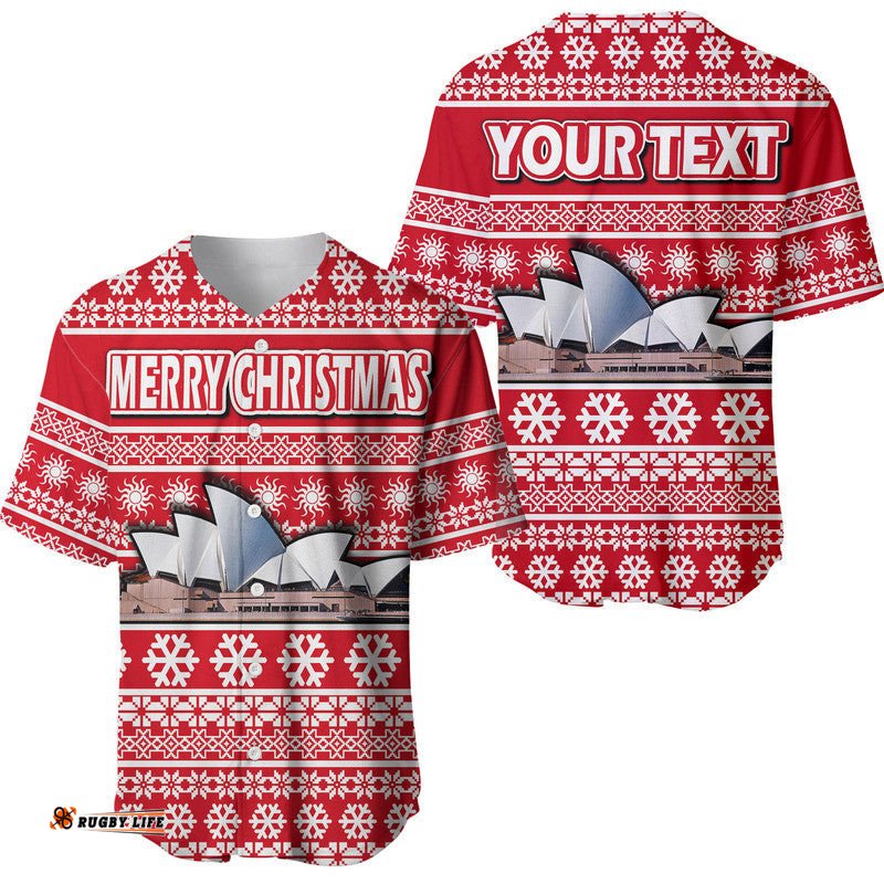 Custom Personalised Australian Sydney Opera House Christmas Vibe With Aboriginal Dot Painting Style Baseball Jersey Shirt