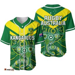 Australia Rugby Baseball Jersey Shirt Kangaroos Boomerang Aboriginal Ver.02