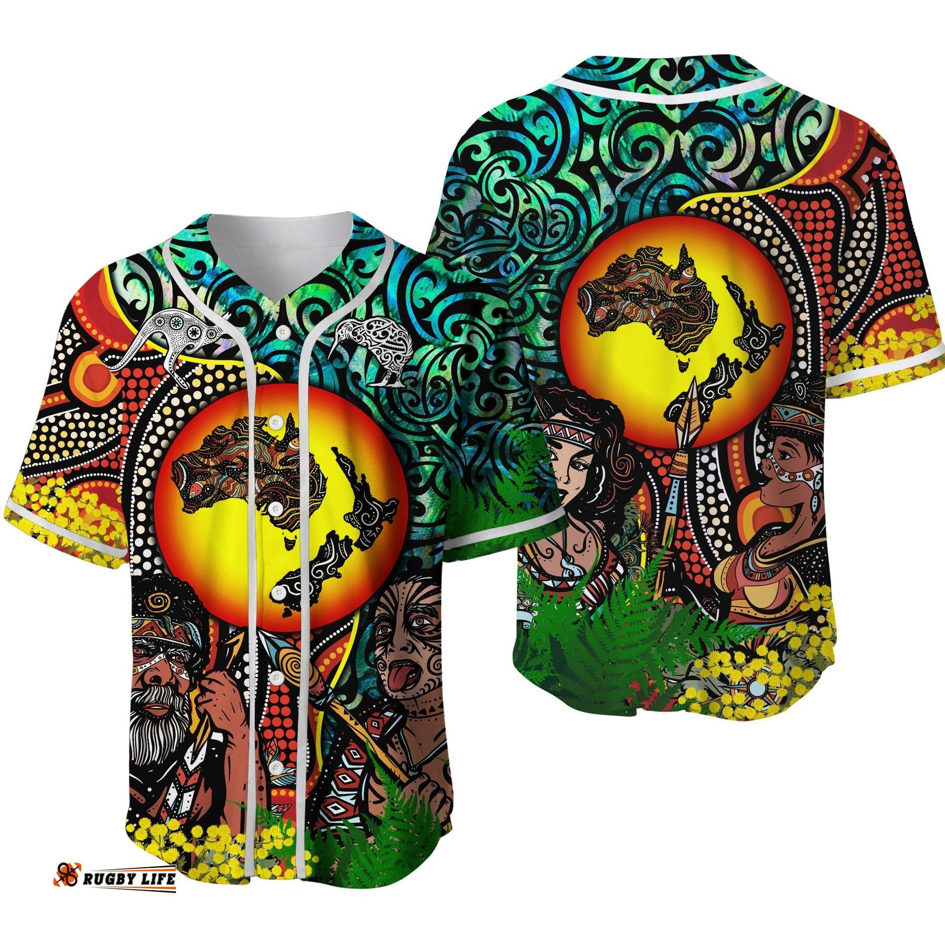 Australia Aboriginal Kangaroo Combine New Zealand Maori Kiwi Bird Baseball Jersey Shirt