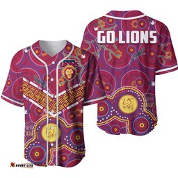 Brisbane Football Baseball Jersey Shirt Indigenous Pattern Go Lions Unique Style Ver.02