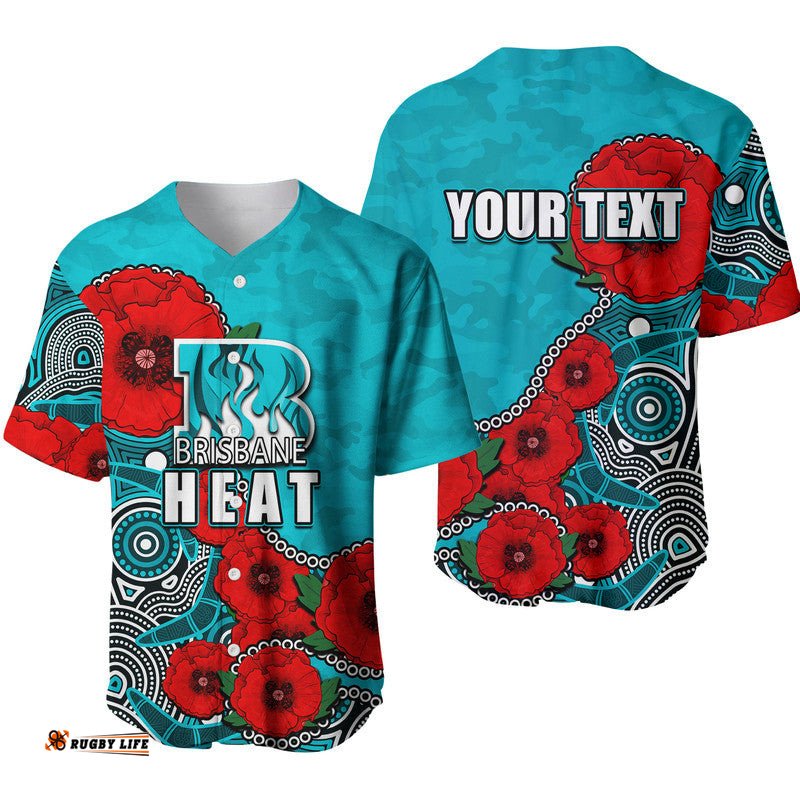 Custom Personalised Anzac Day Brisbane Heat Army Mix Aboriginal Baseball Jersey Shirt