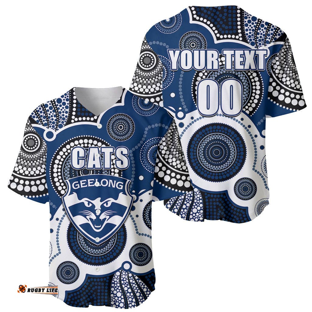 Custom Personalised And Number Cats AFL Baseball Jersey Shirt Aboriginal Patterns 01