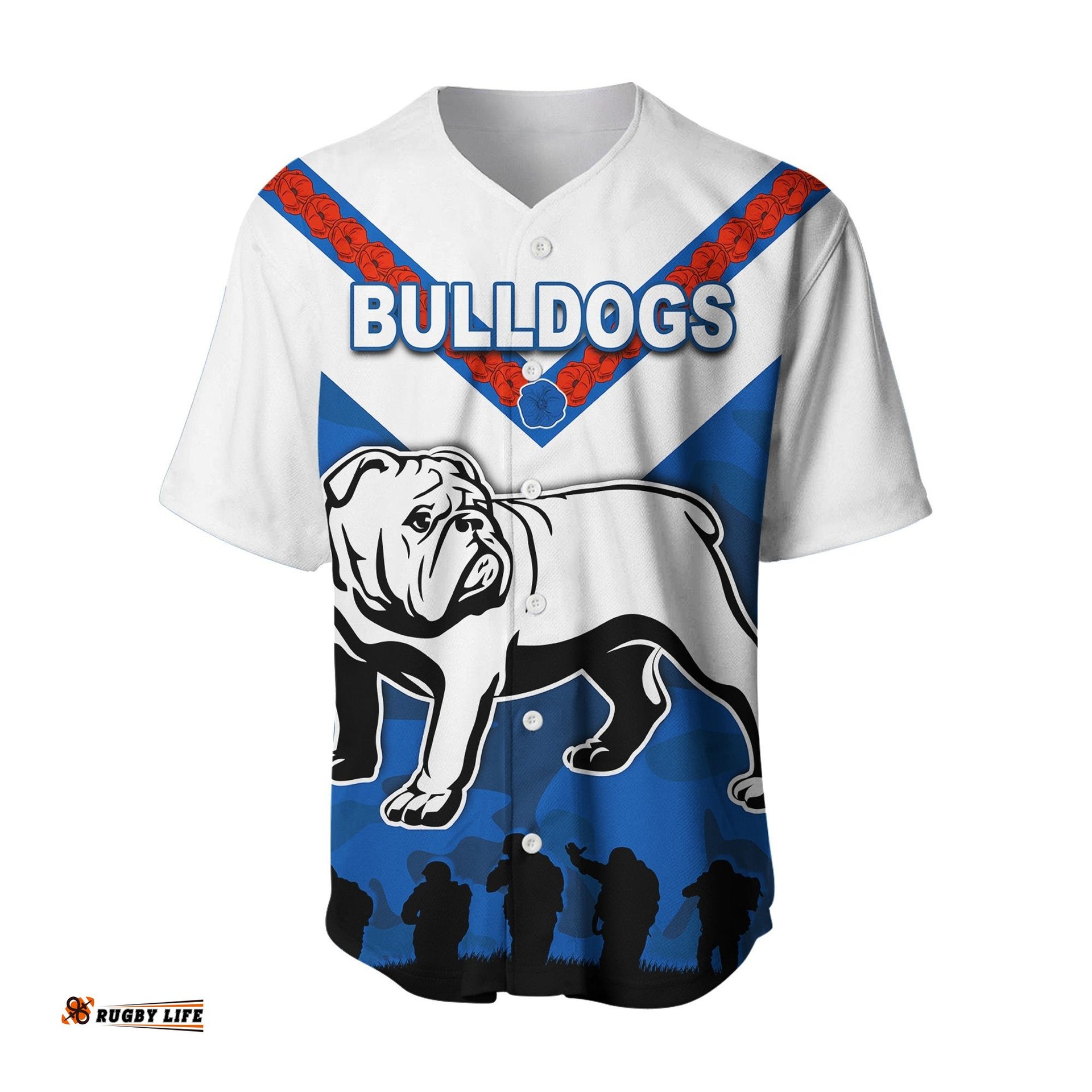 Bulldogs Anzac Day Baseball Jersey Shirt Simple Lest We Forget