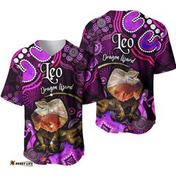 Australian Astrology Baseball Jersey Shirt Leo Dragon Lizard Zodiac Aboriginal Vibes Pink