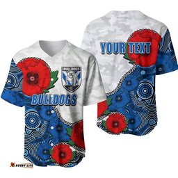 Custom Personalised Anzac Day NRL Bulldogs Army Mix Aboriginal Baseball Jersey Shirt