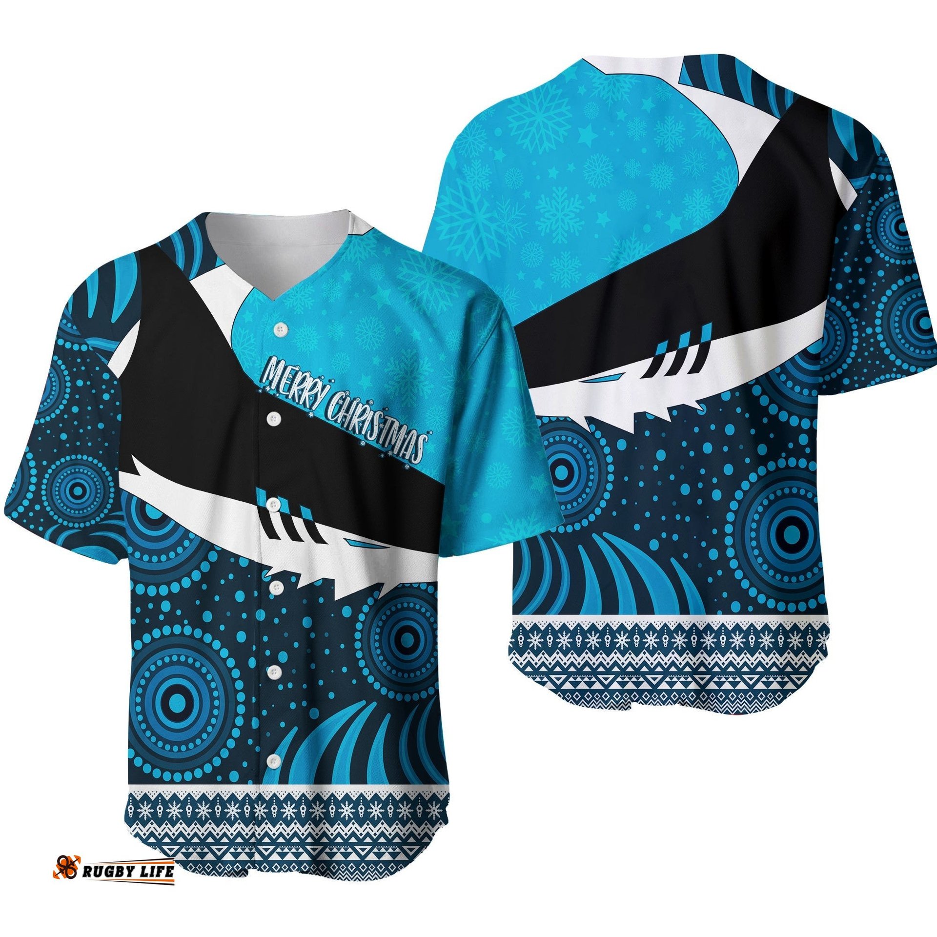 Christmas Aboriginal Art Cronulla Shark Baseball Jersey Shirt