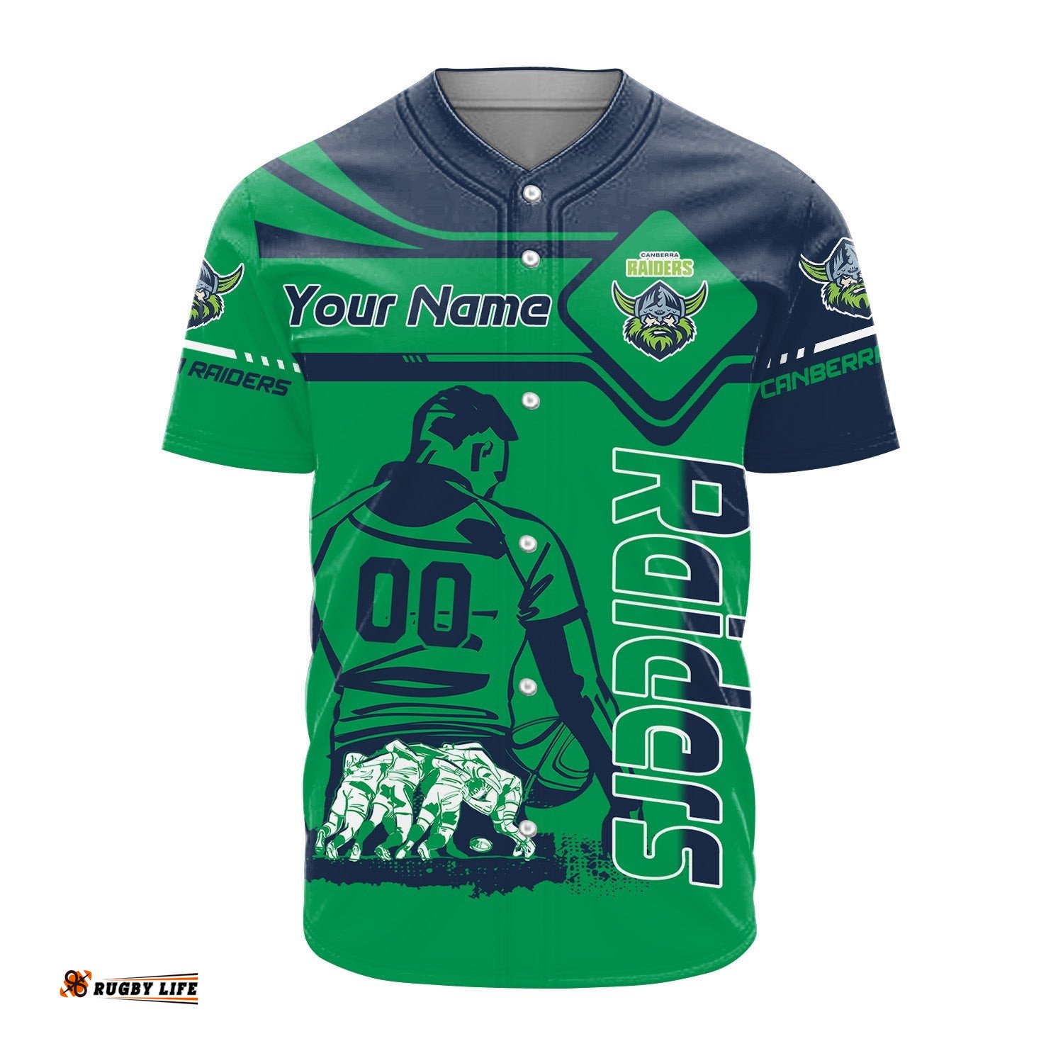Canberra Raiders Baseball Jersey Shirt Personalized Pentagon Style NRL