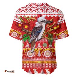 Australia Baseball Jersey Shirt Kookaburra Mix Golden Wattle Aboriginal Art Merry Christmas
