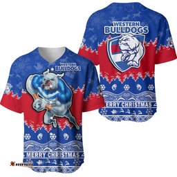 Bulldogs Unique Winter Season Baseball Jersey Shirt Dogs Merry Christmas