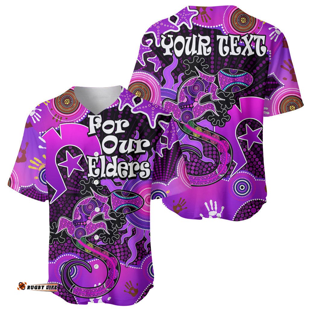Custom Personalised Aboriginal NAIDOC Week Baseball Jersey Shirt Turtle Lizard Sun 09