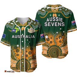 Australia Rugby Baseball Jersey Shirt Aussie Sevens Green Indigenous Ver.02