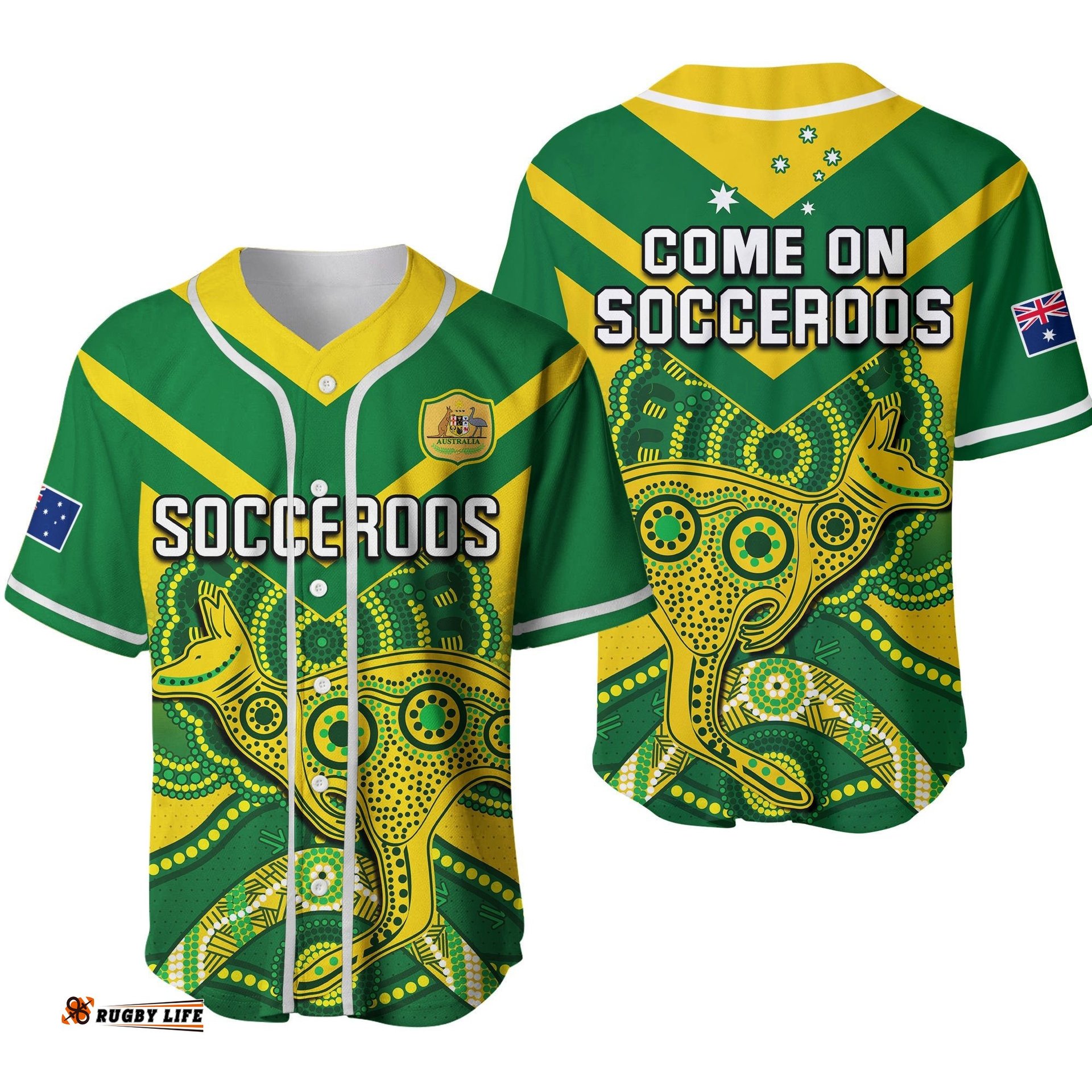 Australia Soccer Baseball Jersey Shirt Champions Aboriginal Kangaroos World Cup Football Socceroos Ver.02