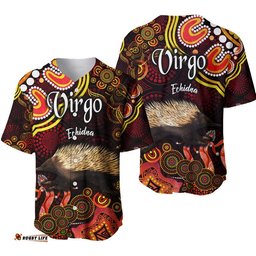 Australian Astrology Baseball Jersey Shirt Virgo Echidna Zodiac Aboriginal Vibes Red