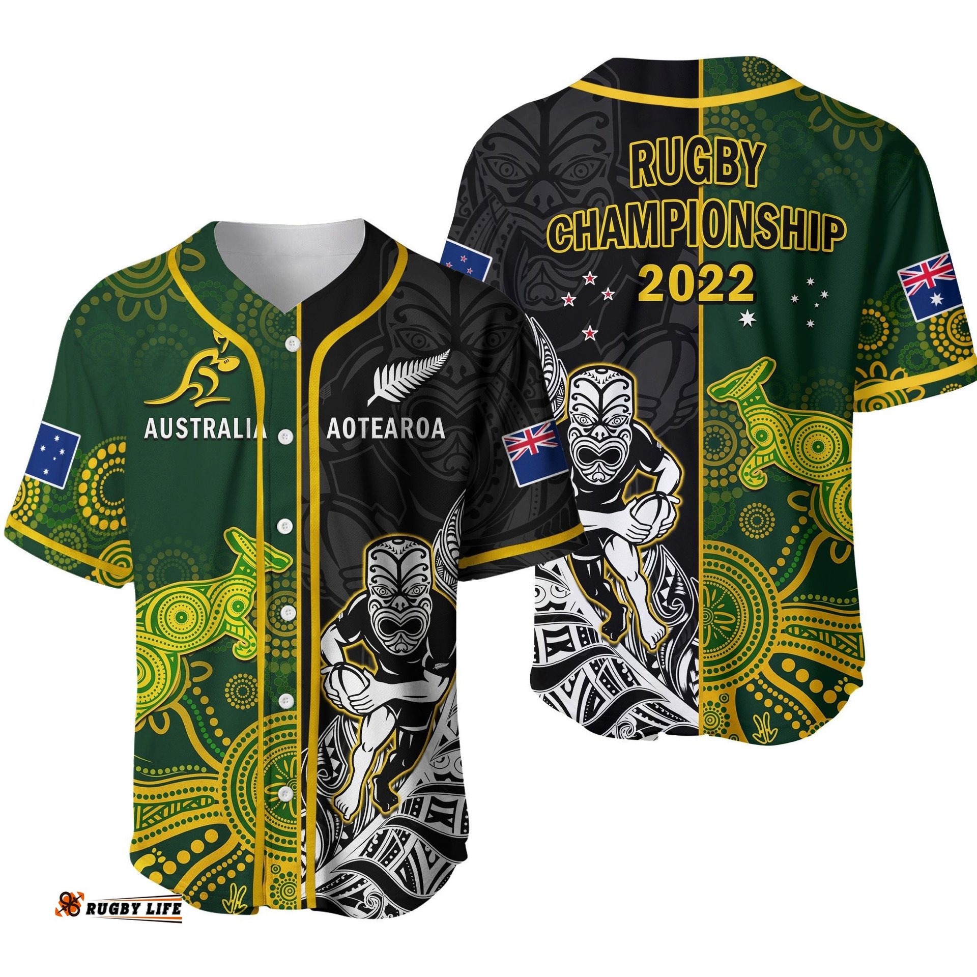 Australia Rugby Mix Aotearoa Rugby Baseball Jersey Shirt Wallabies All Black Special Version Ver.02