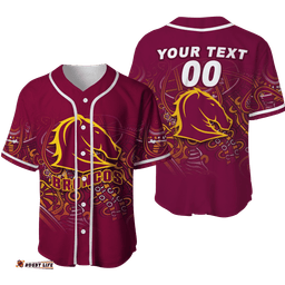 Custom Personalised Brisbane Broncos Rugby Indigenous Baseball Jersey Shirt